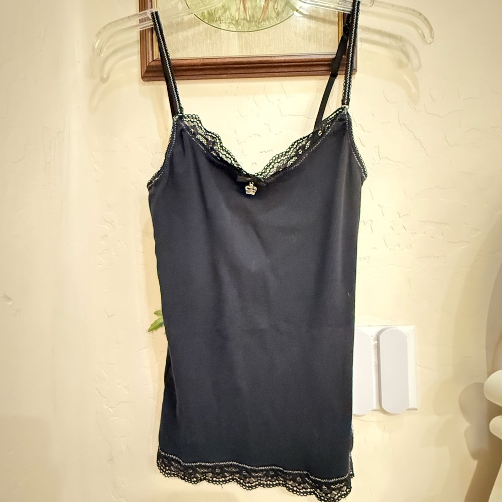 Vive Maria black lace trim cami top with crown detail Size M